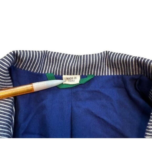 Mini Boden Jacket Boys Size 11/12 Large Blazer Striped Lined Preppy Blue/White - Picture 4 of 9